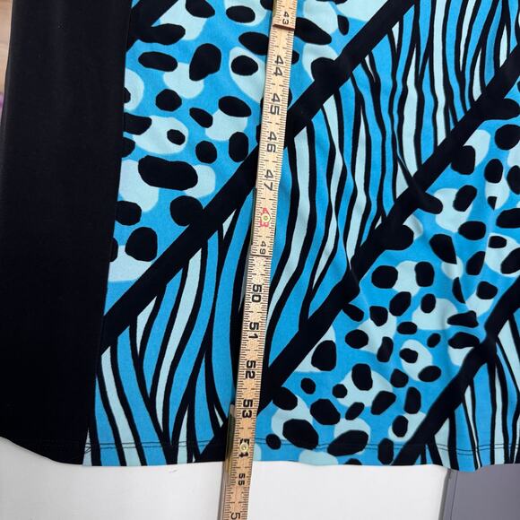 Bob Mackie Artistic Blue Black Maxi Dress Sleeveless XL Mobwife Tropical Summer - Picture 7 of 9